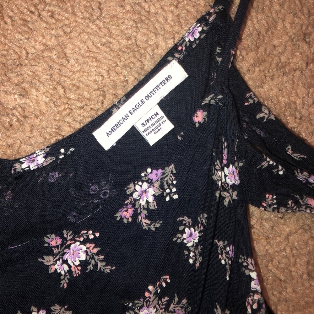 American Eagle black floral romper, size small